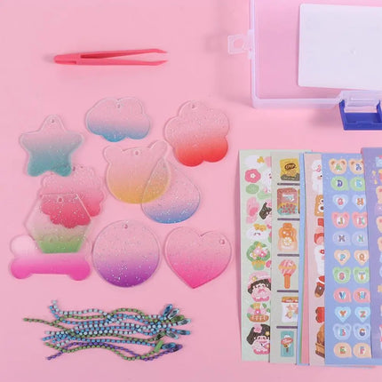 Goo Card Sticker Set Hand Account Material Guka Sticker Set DIY Handbook Material Sticker DIY Keyring DIY Keychain Making Kit