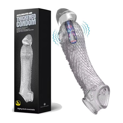 Premium Silicone Penis Sleeve Extender Vibrating Cock Ring High Elasticity Reusable Delay Ejaculation Sex Toys For Men Adult