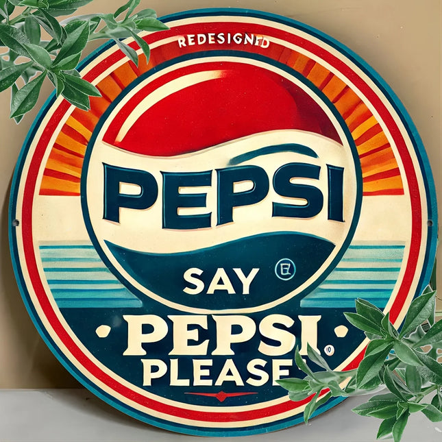 Vintage Pepsi Say Please Metal Sign 2D Flat Wooden Wall Art Retro Soda Drink Decor for Home Bar Cafe Decoration