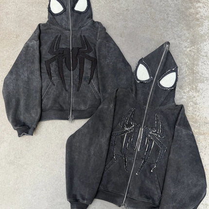 Y2k clothing zipper warm Harajuku punk grunge Women Spider web Red hoodie sweatshirt Hip hop sweatshirt Hoodie interesting 2023