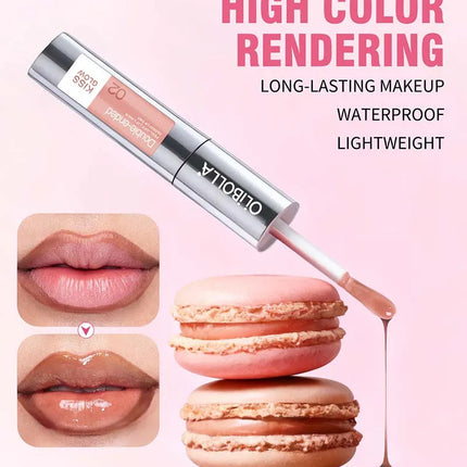 Double-headed Peel Off lip Tints/Stains Plump Lip Gloss Natural Waterproof Non Stick Cup Soft Nude Brown Tattoo Lip Liner Makeup