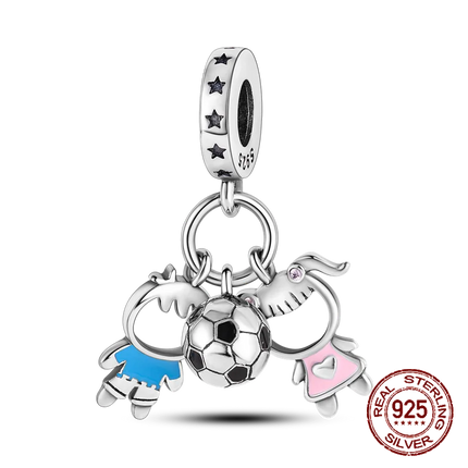 925 sterling silver boys and girls lovers pendant charms Fit 4MM hole diameter bracelet charm beads necklace Diy female jewelry