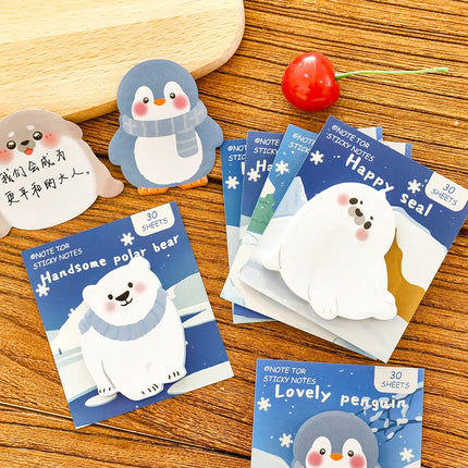 Ins Cartoon Cute Animal Sticky Note Student Special-shaped Penguin Note Book Can Paste Messages and Notes N Times Memo Pad