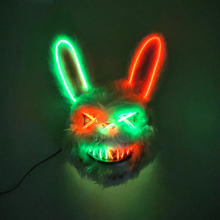 Halloween Light Up Horror Mask Glowing Bloody Bear Killer Mask Flashing Neon Scary Bear Mask for cosplay mask purim props