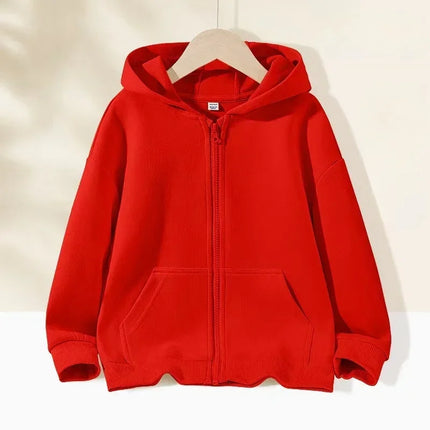 Casual Hoodie for Boys And Girls Zipper Long Sleeve Teen Hooded Sweatshirt Spring Autumn School Kids Sportswear Top