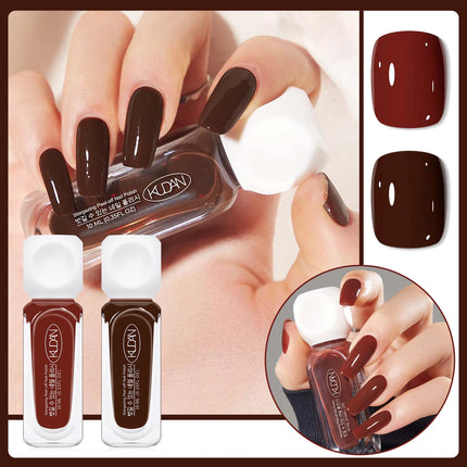 2pcs/set 10ml Water-Based Peel-Off Nail Polish Kit Red Pink Long Lasting Quick Drying No Lamp Needed Nail Art Nail Supplies