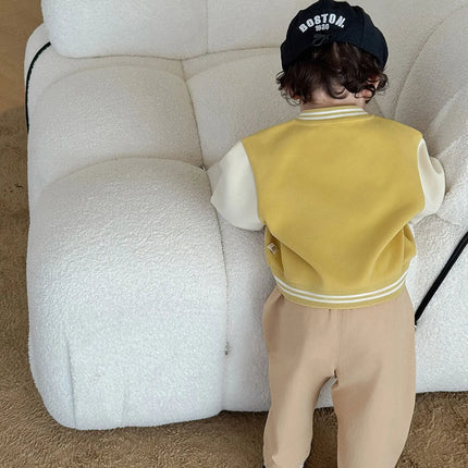 2026 Fall New Toddler Kids Pants Cotton Cartoon Embroidered Harem Pants Baby Boy Casual Striped Denim Baggy Trousers