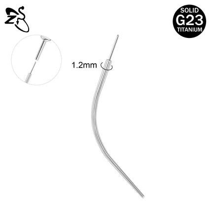 ZS 1 Piece G23 Titanium Curved Taper Insertion Pin Tool Internal Thread Piercing Kit For Tragus Helix Lip Nose Piercing Jewelry