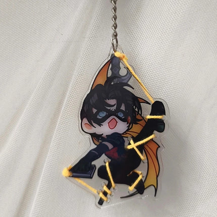 Anime Tim Drake Red Robin Cosplay Key Chain Acrylic Keychain Cartoon Figures Model Bag Pendant Keyring Accessories