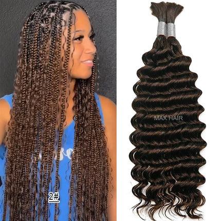 Deep Wave Hair Bulk For Boho Braids 100% Human Hair Extensions No Weft Pure Color Curly 12A Vietnamese Hair 30 inch Bundle