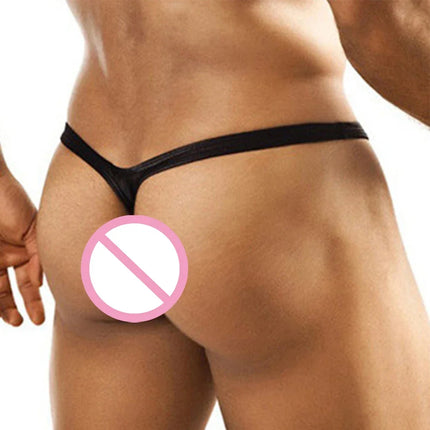Mens Sexy Thong U-Convex Solid Low-Waist Lingerie Thong Briefs Underwear Pouch G-string Penis Bikini Briefs Gay Men's Underwear