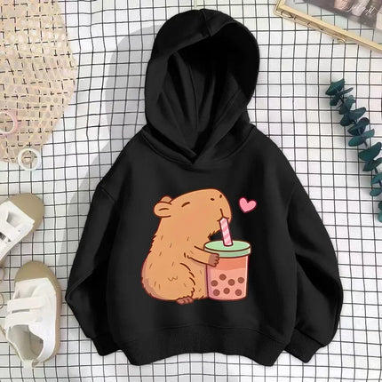 Autumn Winter Capibara Cute Printed Children's Hoodies Casual Fashion Kid Sweatshirt Girl Boy Clothing Warm Long Sleeve Pullover