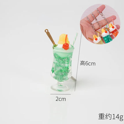 New Simulation Ice Cream Cup Model Key Chain Pendant Cute Ice Dream Cup Pendant Key Ring Party Gift Jewelry