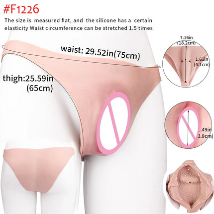 FAAK Silicone Hiding Gaff Thong Briefs Realistic Penetratable vagina Pussy Underwear Panties for Transgender Sex toys for Men