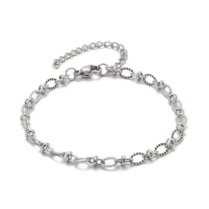 5pcs/Lot 17-22cm Stainless Steel Paperclip Cross Link Chain Bracelet Women Handmade DIY Charm Fashion Jewelry Making