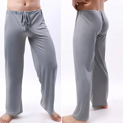 Men Yoga Pants Solid Color Elastic Waistband Low-waisted Trousers Fitness Training Joggers Loose Slacks Beach Casual Sport Pants