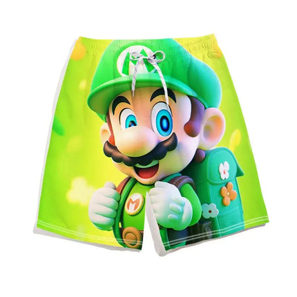 Summer Mario Shorts, Men's Beach Pants, Casual Pants, Luigi Kuba Thin Style with Everything Around The Summer Style