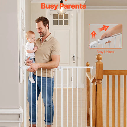 SucceBuy Baby Gate 28/30/36 Inches High Dog Gate Easy Step Walk Thru Child Pet Security Pressure Mount Kit Wall Cups Doorways