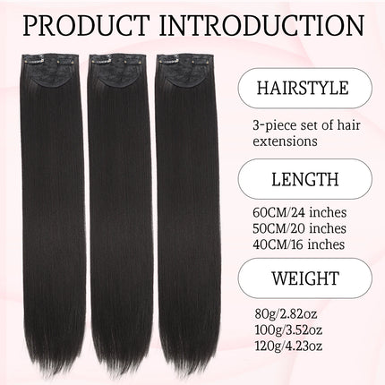 16-24 inch synthetic hair extension Wig patch invisible seamless for women three straight to increase hair volume