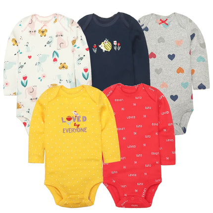 2026 Newborn Baby Girl Clothes Long Sleeve 100% Cotton 5 Pieces/Lot Baby Bodysuits Cartoon Underwear Infant Bebe Clothing 3-24M