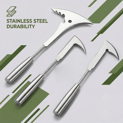 Manual Stainless Steel Weed Puller L Shaped Garden Hand Tool Efficient Weed Remover for Lawn Patio Yard