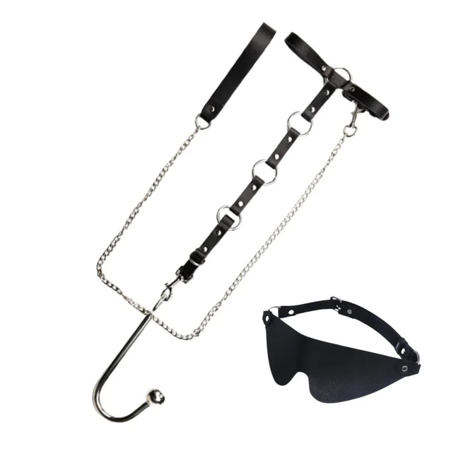 Adult Anal Plug Hook Bondage Kits with Adjustable Handcuffs Collar Neck Restraint Costumes for Couple BDSM Cosplay Game Sex Toys