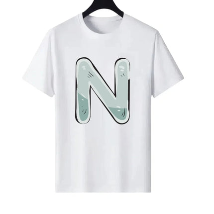 Letter Number Woman Black Summer Round Neck Parent-child Clothing Casual Tops Unisex Comfort Short Sleeves T-Shirt Men Blouses