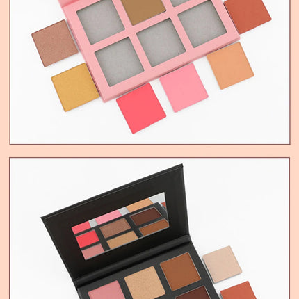 DIY 6-color Private Label Blush Highlight Powder Concealer Contour Palette Custom Bulk Waterproof Matte Makeup 3-color Package