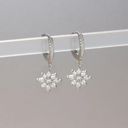 Luxury Stainless Steel Star Dangle Earrings For Women Sparkling Zircons Geometric Ear Piercing Earring Fashion Jewelry aretes