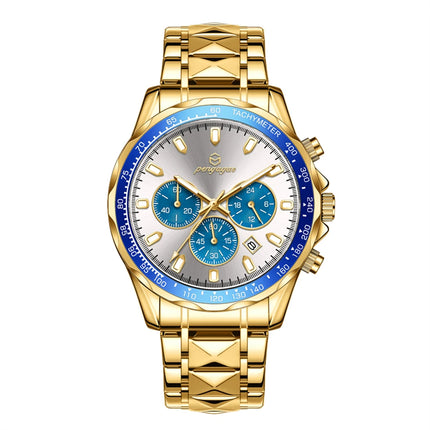 PENGAGAR Luxury Watches Men Business Waterproof Luminous Fashion Stainless Steel Date Week Band Male Quartz Watch Reloj