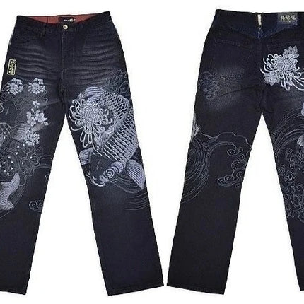 Vintage Japanese Selvedge Jeans Man Y2K High-end Brand Natural Indigo Dip Dyeing Harajuku Mopping Pants