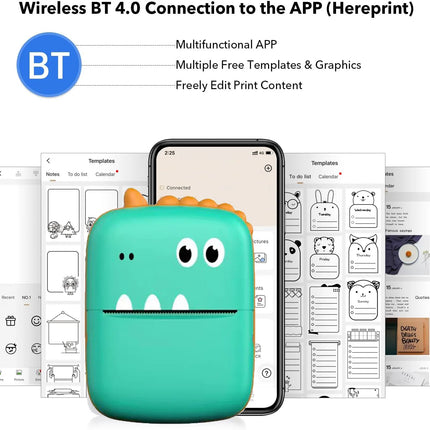 Bluetooth Mini Thermal Printer Portable HD Wireless Printing Mobile Phone Photo Title Note Student Error Label Printer Gift