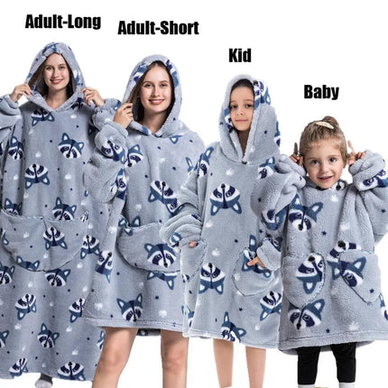 Plush Fleece Family Matching Hoodie Girl Sweatshirt Homewear Men Women Children Thick Pullover Oversize Winter Sherpa Blanket