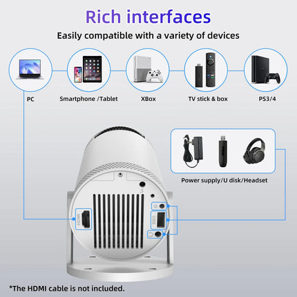 KaiAqua 260 ANSI 4K Projector Decode 1280*720P Video Audio Home Theater AutoFocus 5G  Portable Outdoor Proyectors Beamer