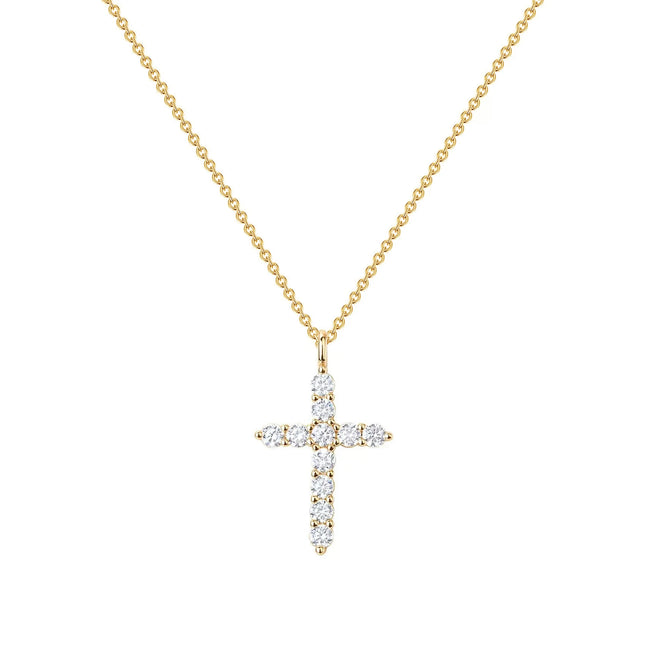 SUNSLL Cubic Zircon Rotatable Crown Cross Pendant Necklaces Classic Stainless Steel Chain Banquet Party Jewelry For Women Men
