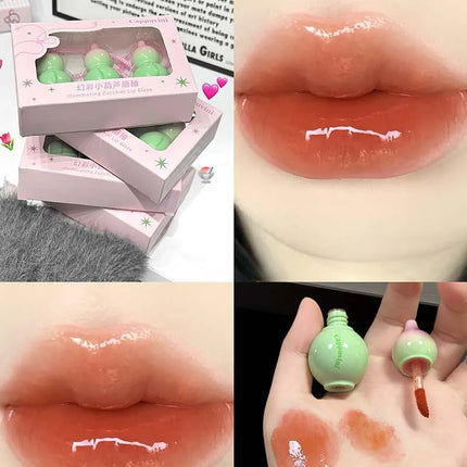 Cute Zucchini Jelly Lip Gloss Mirror Watery Gloss Liquid Lipstick Hydrating Lasting Moisturizing Tender Pink Student Lips Makeup