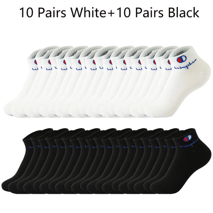 5/10/20 Pairs Men Ankle Socks Cotton Brand Classic Fashion Black White Socks Breathable Mesh Athletic Sports Socks for Summer