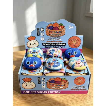 Cartoon Stitch Squishy Bun Fidget Play Toy Slow Rebound Squeeze Toy Mini Steamer Box Pack Kids Cute Collectible Party Present