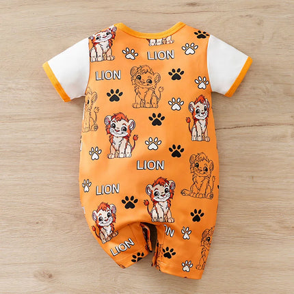 Lion 0-18 Months Print Clothes Infant Romper Baby Jumpsuit Cartoon Comfortable Soft Newborn Knitted Short Sleeve Lovely Onesie
