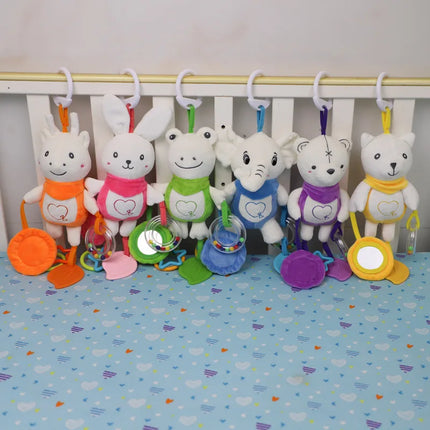 Plush Baby Stroller Pendant Wind Chime Soothing Bed Bell with Hanging Rattle Teether Toy for Newborn Gifts