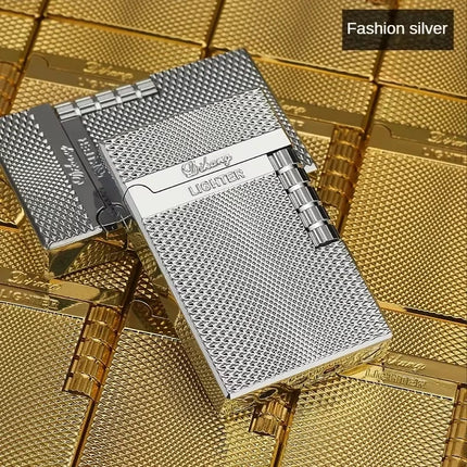Steel Tone Grinding Wheel Open Flame Gas Lighter Side Slide Oblique Fire Metal Torch Lighter Cigarette Gift Men Gadget Birthday