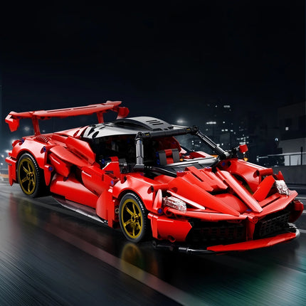 1:14 Red building block sports car RC toy, car building block toy, birthday gift, sports car model DIY, children's gift
