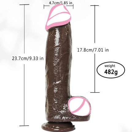 Black Realistic Dildo with Strong Suction Cup Large Penis Liquid Silicone Sex Toy for Women Men Adults Pleasure