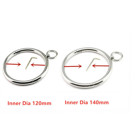 Metal Male Female Lockable Slave Neck collar Hex wrench Restraint Bondage Locking Choker O-Rings Chain Leader SM Couple Game -BDSM