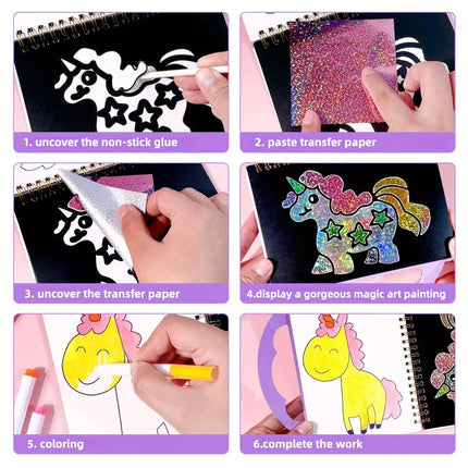 Art & Craft Activity for Kids Foil Fun Unicorns & Princess Scratch Art Book No Mess DIY Creative Activity Kit Gifts for Girls