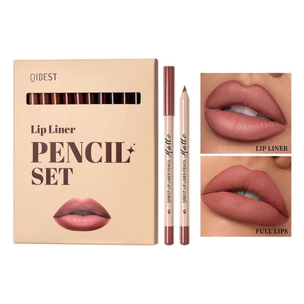 12 piece matte lipliner set, smooth and easy to apply, non smudging and non fading, natural makeup effect