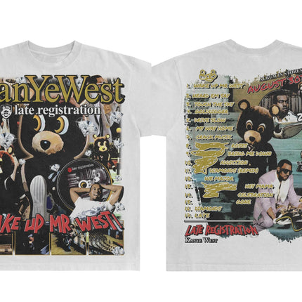 American Street Hip Hop Kanye West Late Registration Kanye Bear Graphic T Shirt Oversized Women Men Cotton Streetwear Clothing