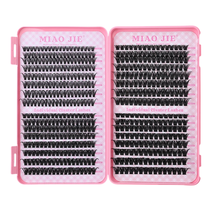 MIAOJIE 640Pcs Eyelash Extension 304050D60D80D100D Lash Clusters D Curl 9-16mm Individual Lashes DIY Makeup False Eyelashes