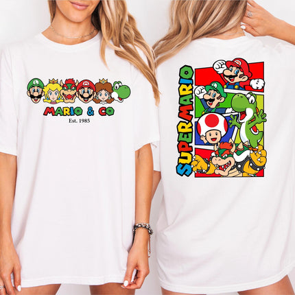 2026 New Super Mario graphic unisex cotton shirt, There are children size, Mario movie summer Men's fashion Harajuku Tshirt