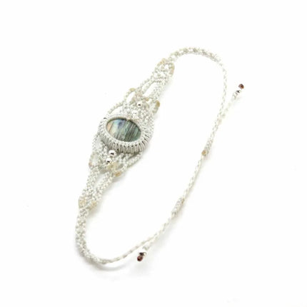 Braided Labradorite Stone Macrame Bracelets For Women Natural Spectrolite Flash Stone Rope Weave Adjustable Bracelet Jewellery